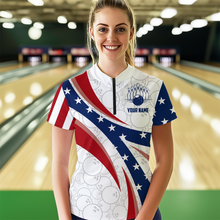 Load image into Gallery viewer, American Bowling 1/4 Zip Shirt Men &amp; Women Custom Eagle Bowling Team Jersey Patriotic BDT560