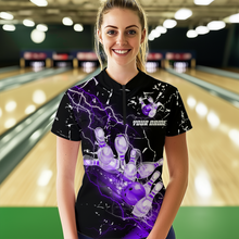 Load image into Gallery viewer, Custom Purple Lightning Bowling Shirts for Men Women Team Bowling Polo &amp; 1/4 Zip MBL80