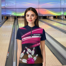 Load image into Gallery viewer, Custom Pink Bowling Jersey Bowling Team Shirts For Women Bowling League Polo &amp; 1/4 Zip HNT163
