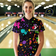 Load image into Gallery viewer, Colorful Watercolor Bowling Shirt for Men Women Custom Team Bowling Polo &amp; Quarter Zip MBL98