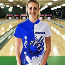 Load image into Gallery viewer, Custom Sharp Claws Bowling Shirt Blue Men Women Team Bowling Flaming Jerseys MBL91