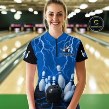 Load image into Gallery viewer, Blue Thunder Lightning &amp; Lava Bowling Shirt for Men Women Team Bowling Jersey MBL92