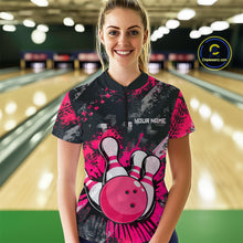 Load image into Gallery viewer, Pink Watercolor Bowling Shirts for Women Men Custom Team Bowling Polo&amp;1/4 Zip Shirt MBL110