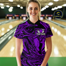 Load image into Gallery viewer, Custom Purple Bowling Women Bowling Shirt Polo &amp; Quarter-Zip Bowling Team Jerseys HNT81