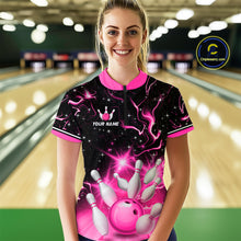 Load image into Gallery viewer, Pink Dragon Flaming Bowling Shirt for Men and Women Custom Bowling Jersey for Team MBL87