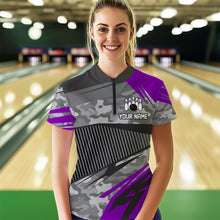 Load image into Gallery viewer, Purple Camo Bowling Shirts for Women Men Custom Team Bowling Polo &amp; 1/4 Zip Shirt MBL61