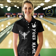 Load image into Gallery viewer, Custom Black Eagle Bowling Women Bowling Shirt Polo &amp; Quarter-Zip Bowling Team Jerseys HNT77