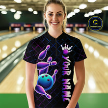 Load image into Gallery viewer, Neon Bowling Custom Women Bowling Shirt Polo &amp; Quarter-Zip Bowling Team Jerseys HNT70
