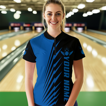 Load image into Gallery viewer, Custom Blue Bowling Shirts for Men Women Team Bowling Polo &amp; 1/4 Zip Shirt MBL48