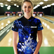 Load image into Gallery viewer, Blue Thunder Lightning Bowling Shirt Custom Colorful Bowling Jersey Men Women Team MBL67