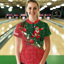 Load image into Gallery viewer, Christmas Santa Women Bowling Polo, Quarter Zip Shirt Custom Christmas Team Bowling outfit For Ladies NQS10342