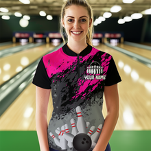 Load image into Gallery viewer, Custom Pink Bowling Shirt forMen Women Team Bowling Jersey Bowling Polo &amp; 1/4 Zip Shirt MBL40