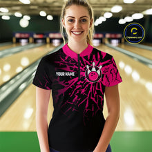 Load image into Gallery viewer, Custom Pink Bowling Shirt Blue for Men Women and Team Bowling Jerseys MBL102