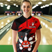 Load image into Gallery viewer, Red Bowling Shirt Custom Bowling Jersey Men Women Team Bowling Polo 1/4 Zip Shirt MBL56