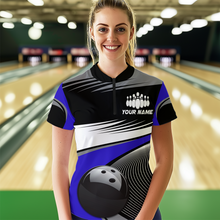 Load image into Gallery viewer, Black&amp;Blue Bowling Shirt for Men Women Team Custom Bowling Polo &amp; 1/4 Zip Shirt MBL43
