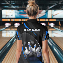 Load image into Gallery viewer, Blue Bowling Shirts for Men Women Team Custom Bowling Polo &amp; Quarter Zip Shirt MBL71