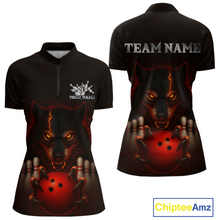 Load image into Gallery viewer, Red&amp;Black Wolf Bowling Shirts for Team Women Men Custom Wolf Bowling Polo &amp;1/4 Zip MBL196