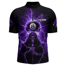 Load image into Gallery viewer, Grim Reaper Thunder Purple 8 Ball Pool Men Polo &amp; 1/4-Zip Shirt Custom Billiards Ball Jerseys NYN2432