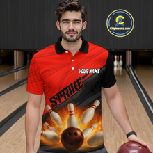 Load image into Gallery viewer, Custom Flaming Red Bowling Shirts for Women Men Team Bowling Polo &amp; Quarter Zip MBL99