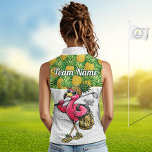 Load image into Gallery viewer, Golfing Flamingo Sleeveless Womens Funny Golf Polo Shirt Custom Yellow Pattern Pineapple Golf Ball Clothes Shirts NHT739