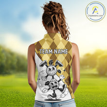 Load image into Gallery viewer, Funny Golf Ball Pattern Argyle Sleeveless Womens Golf Polo Shirts Custom Golf Outfits Ladies, Green Golf Tops NHT786