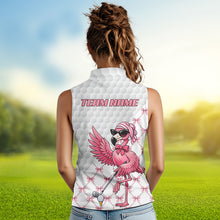 Load image into Gallery viewer, Pink Flamingo Golf Shirt For Women Sleeveless, Funny Pattern Golf Polo Shirt, Ladies Golf Outfit For Team NHT729