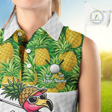 Load image into Gallery viewer, Golfing Flamingo Sleeveless Womens Funny Golf Polo Shirt Custom Yellow Pattern Pineapple Golf Ball Clothes Shirts NHT739