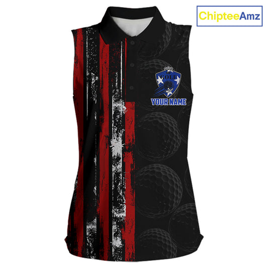 Custom Womens Sleeveless Golf Polo Shirt USA Flag, Golf Family Team Shirt, School Team Golf Shirt, Patriotic Golf Shirt NHT715