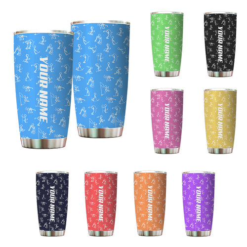 Multicolor Funny golf pattern Custom name Golf Stainless Steel Tumbler Cup - personalized golf gifts NQS9879