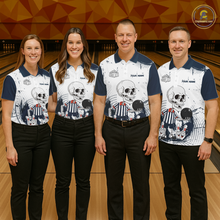 Load image into Gallery viewer, Skeleton Bowling Team Shirt for Women Personalized Funny Bowling Team Jersey Polo &amp; 1/4-Zip QZT818