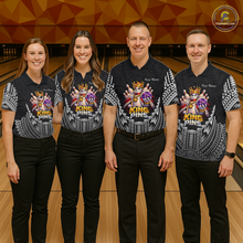 Load image into Gallery viewer, Funny King Pins Bowling Team Shirt for Women Custom Tribal Buddies Bowling Jersey Polo &amp; 1/4 Zip QZT946