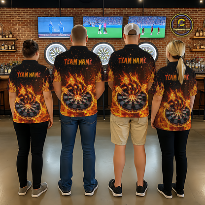 Custom Orange Flame Demon Hand Dart Shirt for Team Dart Jersey for Men Polo & 1/4 Zip DHT13