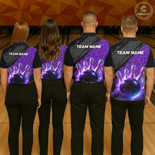 Load image into Gallery viewer, Black and Purple Bowling Camo Polo, 1/4 Zip Shirts for Women Custom Bowling Team League Jerseys NQS11700