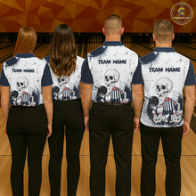 Load image into Gallery viewer, Skeleton Bowling Team Shirt for Women Personalized Funny Bowling Team Jersey Polo &amp; 1/4-Zip QZT818