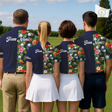 Load image into Gallery viewer, Womens Golf Polo Shirt Green Tropical Flower Leaves Custom Name Golf Polo Shirts, Golfing Gift NHT720