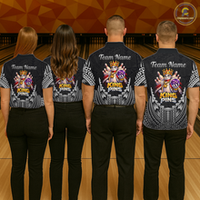 Load image into Gallery viewer, Funny King Pins Bowling Team Shirt for Women Custom Tribal Buddies Bowling Jersey Polo &amp; 1/4 Zip QZT946