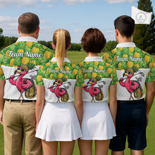 Load image into Gallery viewer, Golfing Flamingo Mens Funny Golf Polo Shirt Custom Yellow Pattern Pineapple Golf Ball Clothes Shirts NHT739