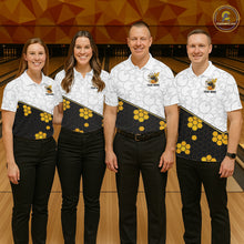Load image into Gallery viewer, Black and White Camo Bowling Yellow Honey Bee Bowling shirts for Men Custom Team bowling jersey NQS11249