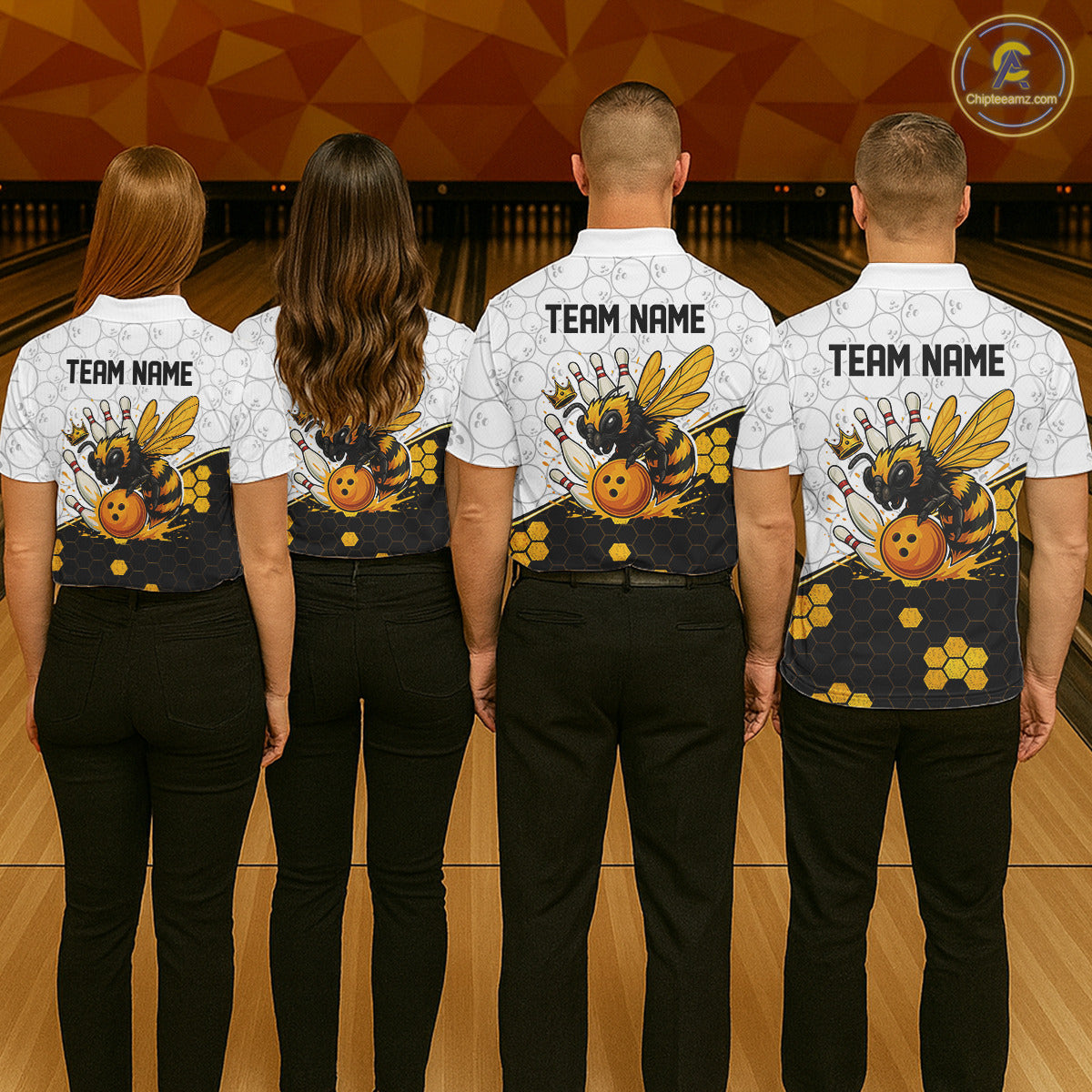 Black and White Camo Bowling Yellow Honey Bee Bowling shirts for Men Custom Team bowling jersey NQS11249