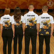 Load image into Gallery viewer, Black and White Camo Bowling Yellow Honey Bee Bowling shirts for Men Custom Team bowling jersey NQS11249