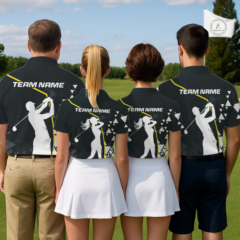 Blue Navy And Yellow Golf Ball Womens Golf Polo Shirts Custom Golf Outfits Women Golf Gifts NHN0038
