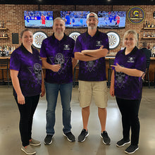 Load image into Gallery viewer, Custom Purple Splatter Multi-Skull Men Darts Arrow Polo League Shirts Dart Team Jerseys NYN2202