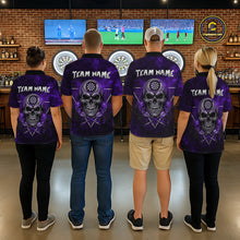 Load image into Gallery viewer, Custom Purple Splatter Multi-Skull Men Darts Arrow Polo League Shirts Dart Team Jerseys NYN2202