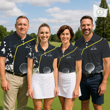 Load image into Gallery viewer, Blue Navy And Yellow Golf Ball Womens Golf Polo Shirts Custom Golf Outfits Women Golf Gifts NHN0038