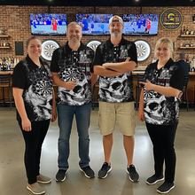 Load image into Gallery viewer, Custom American Flag Skull Dart Shirt Dart Team Jersey for Women Dartboard Shirts Dart League NNT176
