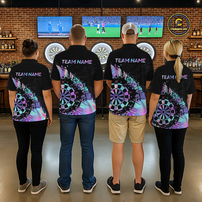 Purple Holographic Dartboard Grunge Dart Quarter-Zip Shirts For Women Custom Name For Darters NYN2282