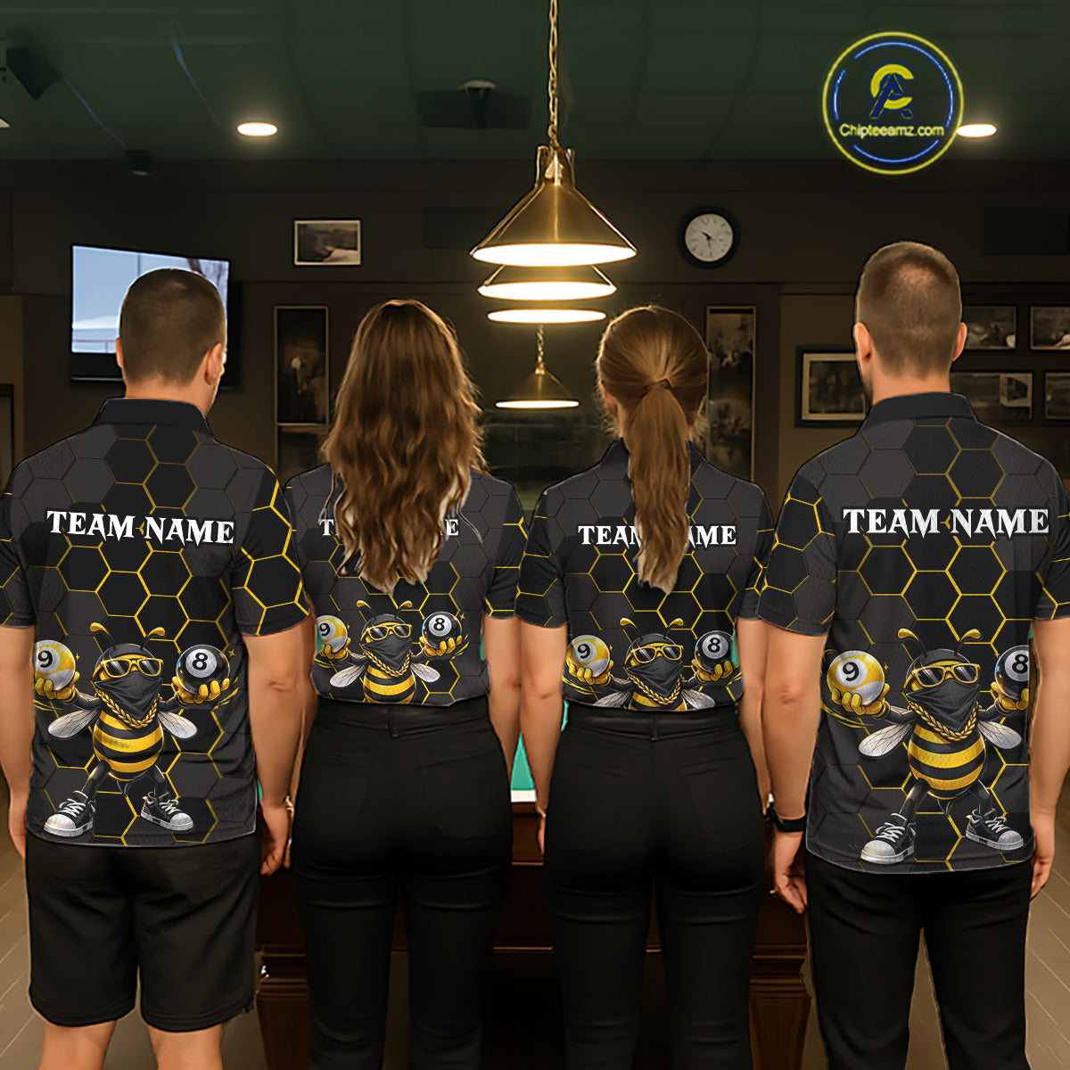 Hexagon Funny Thief-Bee 8 Ball And 9 Ball Men Billiard Pool Jersey Custom Billiard Team Appeal NYN2760