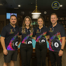Load image into Gallery viewer, Custom Colorful Splatter Men's Billiard Ball Shirt Personalized Ball 8 Billiard Team Shirt NYN2342