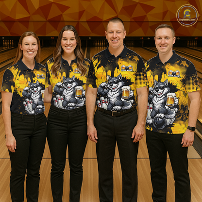 Custom Beer Wolf Bowling Jersey for Women Bowling Team Shirts Bowling Polo & 1/4 Zip HNT264