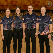 Load image into Gallery viewer, Custom Grim Reaper Flame Bowling Jersey for Women Bowling Team Shirts Polo &amp; 1/4 Zip HNT193